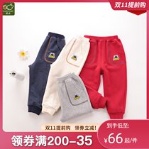 Rabbi official flagship boys autumn casual trousers forest circus counter-mouth Haren pants girl lattice pants tide