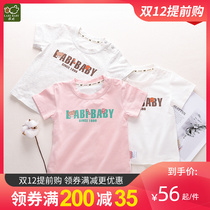 Rabbi childrens clothing 2021 summer Boys T-shirt round neck girl undershirt shoulder short sleeve female baby t cute cartoon