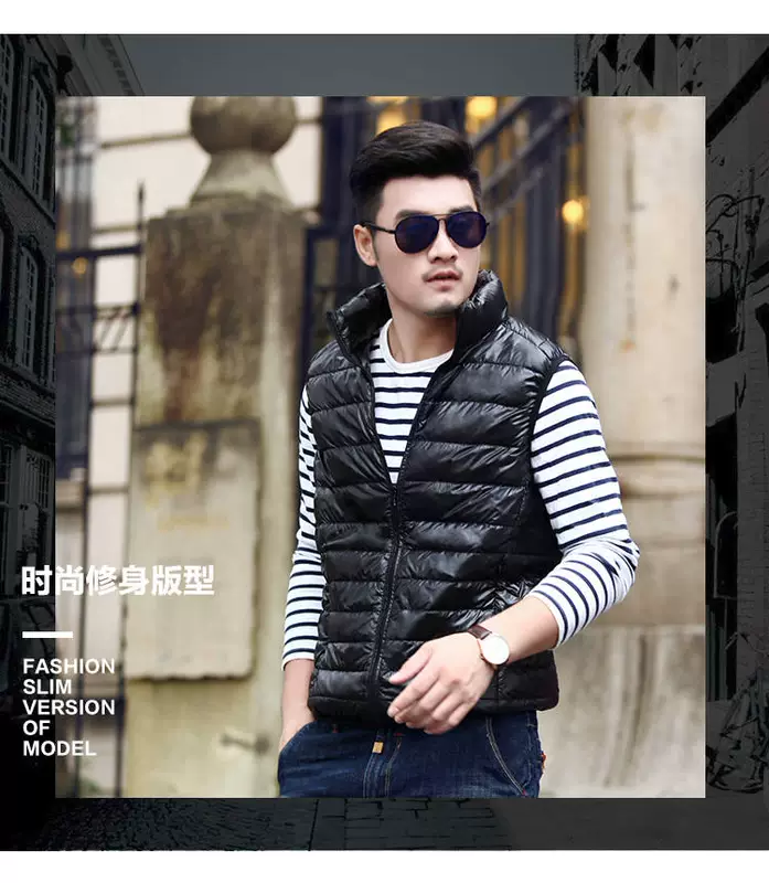 Chống mùa giải phóng xuống áo khoác vest nam vest mỏng vest vest đứng vest kích thước lớn mùa thu và mùa đông mặc áo khoác đôi