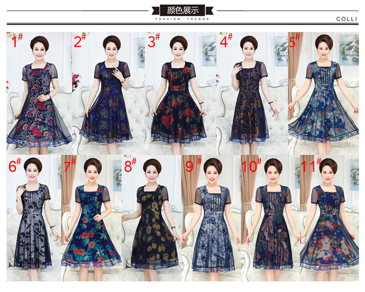 Mùa xuân phụ nữ trung niên của mẹ ăn mặc áo dài 40-50 tuổi ngắn tay mùa hè trung niên của phụ nữ váy áo kiểu trung niên u50