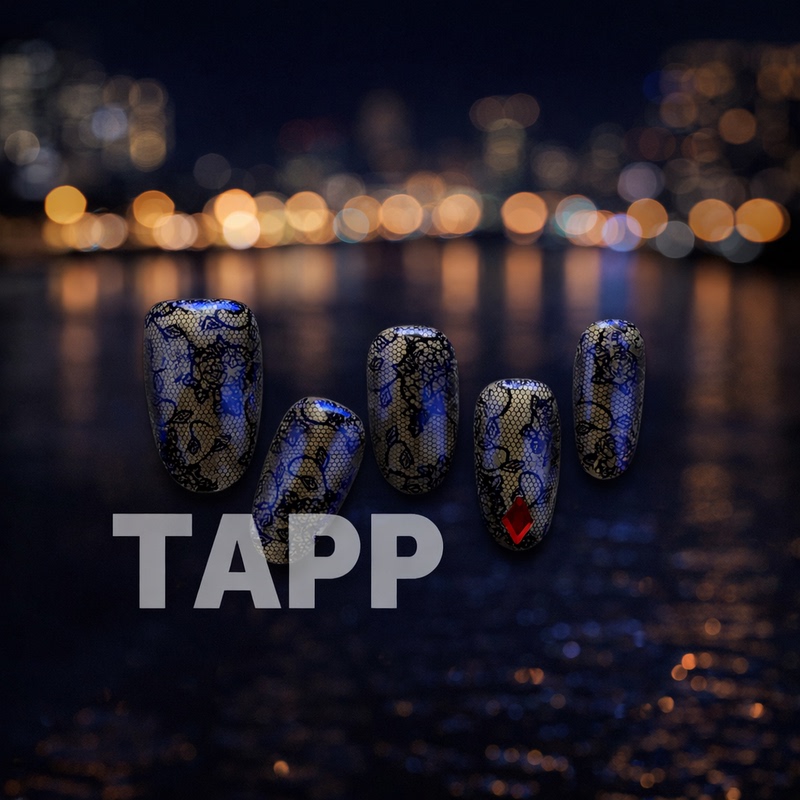 【Tapp Dark Night Rose】Japanese Cleto Bene Transparent Black Lace Swarovski High-End Wearable Nails