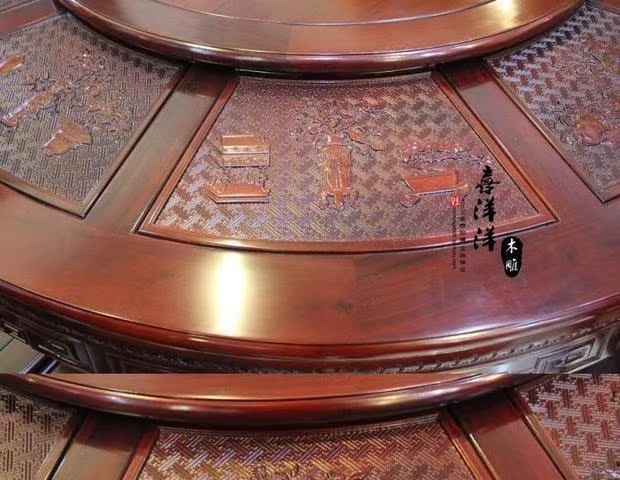 Bàn ăn tròn gỗ hồng mộc chính hãng Dongyang gỗ gụ nội thất gỗ rắn tròn bàn gỗ gụ kết hợp bàn ăn gỗ gụ - Bộ đồ nội thất ghế sofa gỗ