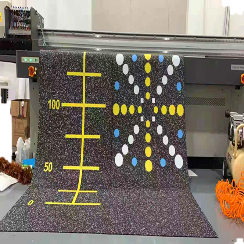 Factory direct sales gym floor rubber indoor 360 private education custom pattern mat rubber functional sports floor