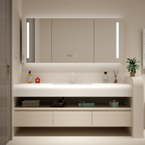 Imported Corian integrated basin bathroom cabinet combination sweeping robot washbasin bathroom sink cream style