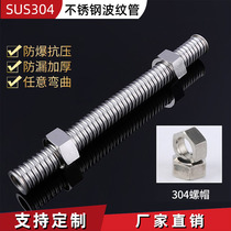  304 stainless steel bellows water heater hot and cold water inlet hose 4 points high pressure heat-resistant explosion-proof water pipe