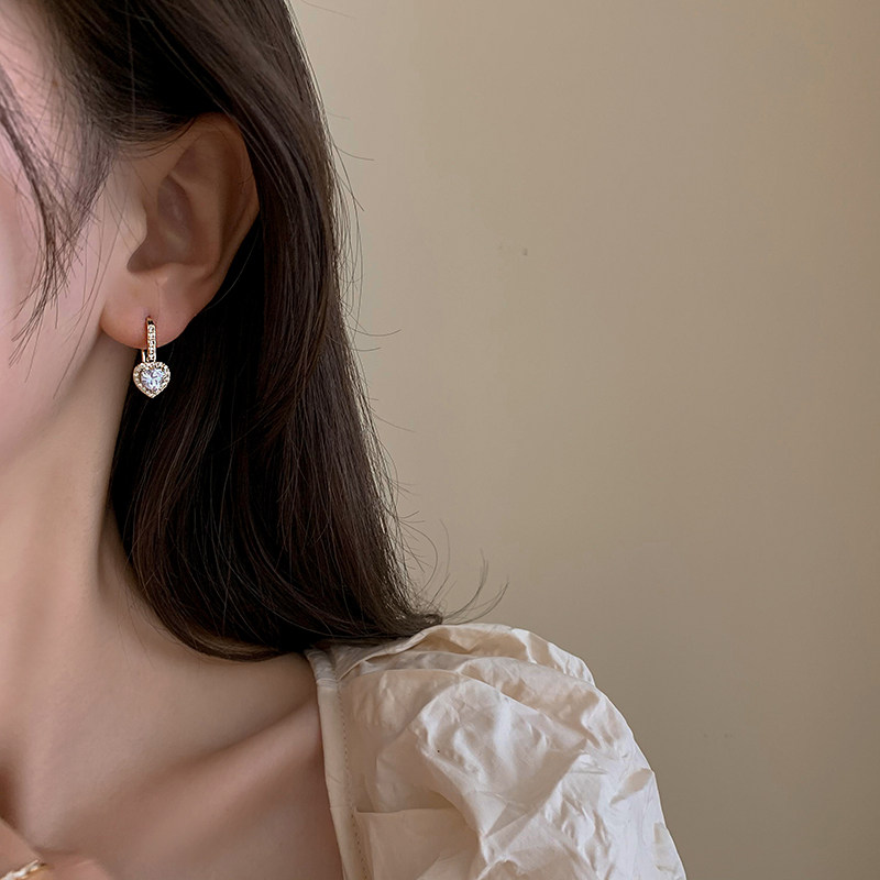 South Korea micro-inlaid zircon ear hook female niche design sense light luxury earrings 2021 New Tide earrings