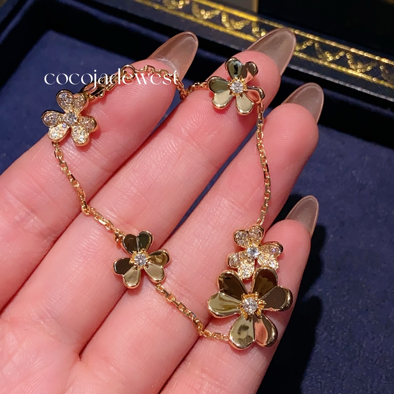 18K Gold Natural Diamond Clover Bracelet Lucky Clover Bracelet Full of Diamonds Firvole Full of Diamonds Clover