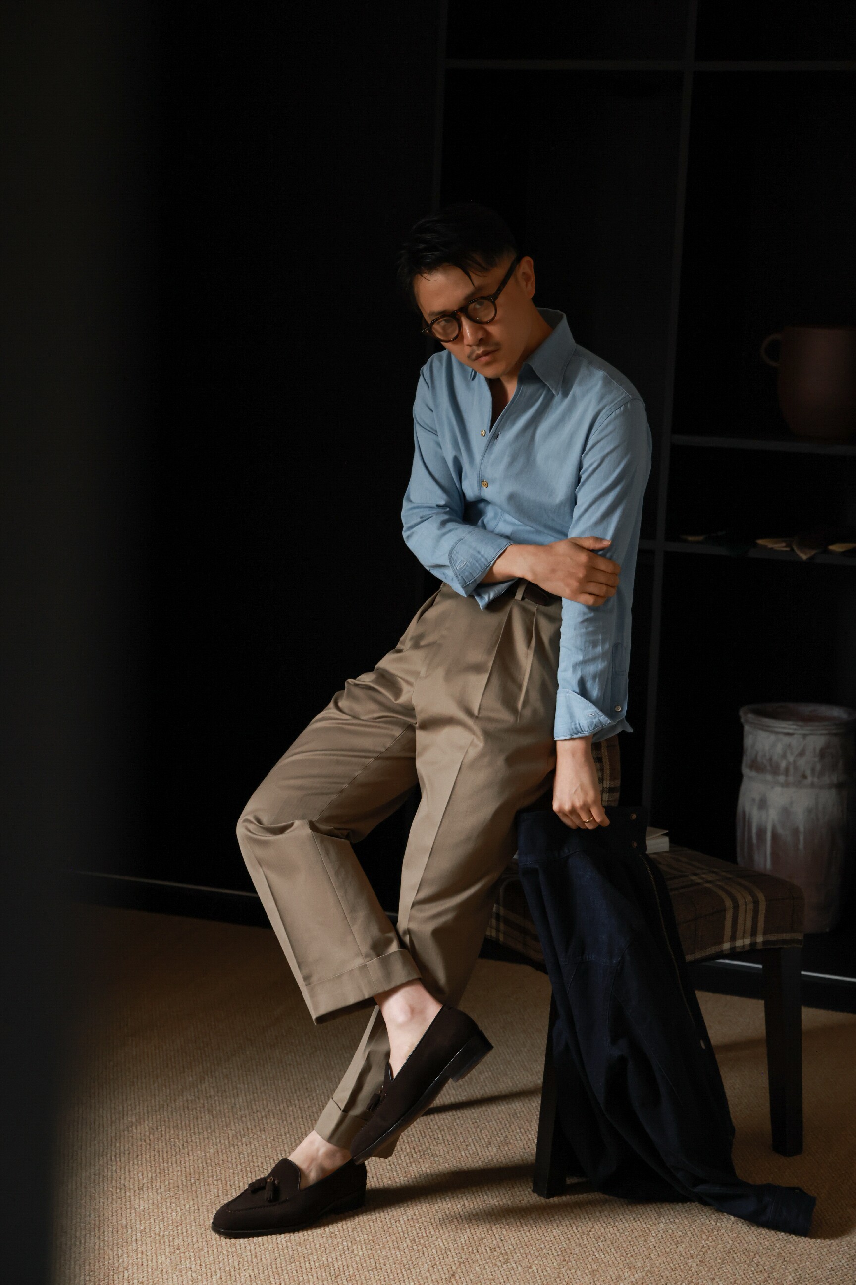 UG мужской иморт из японии узкий Разбросанный тяжеловес хлопок "Керамика земля елочка принт «Старые деньги Голливуда» талия брюки 