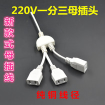 Monitoring two-pin female plug one drag three one in and out power supply female power line with line 2-pin socket head 220V