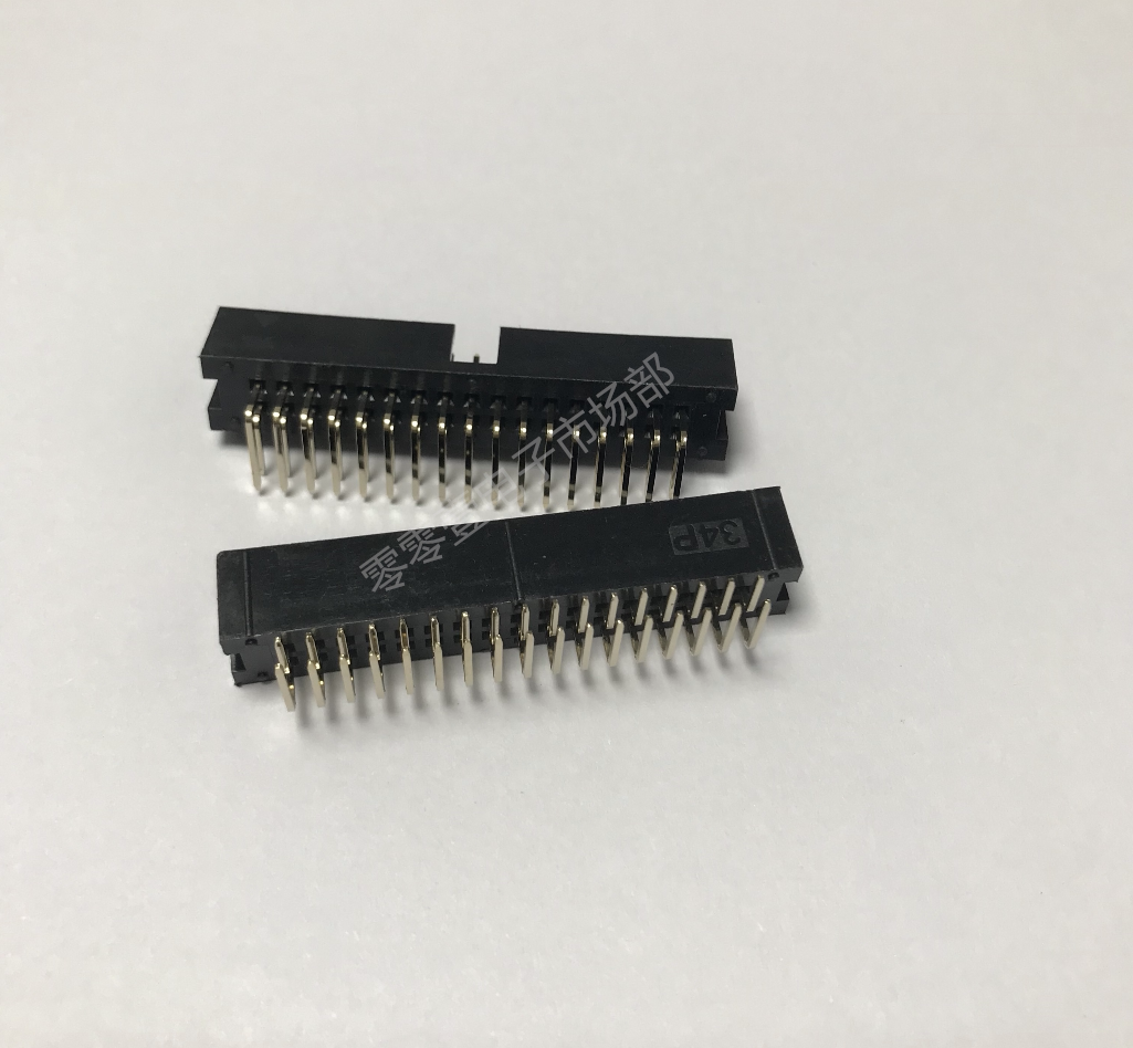 DC3-34P 2 54mm simple horn JTAG seat 2*17p straight curved foot welding plate