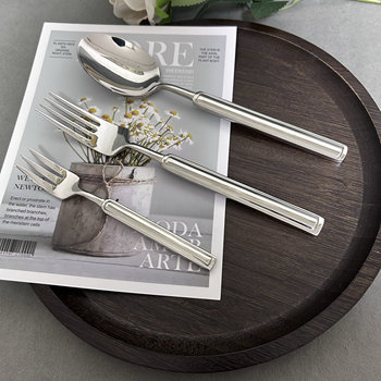 Three-piece set of thickened steak fork spoon fruit fork 18/10 stainless steel main meal spoon soup spoon household meal spoon spoon