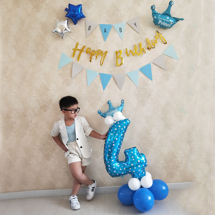 Baby birthday balloon arrangement children's first birthday balloon column digital balloon birthday party balloon decoration