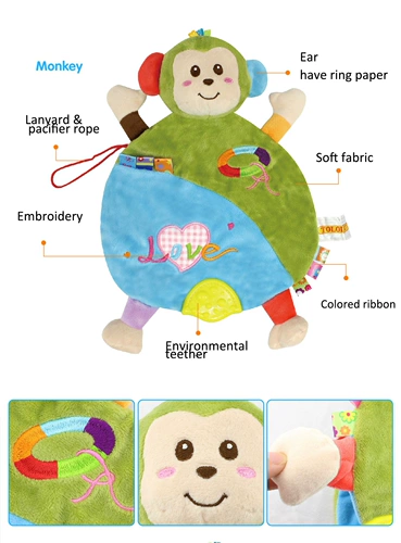Успокаивающее полотенце для новорожденных для младенца, детский прорезыватель, плюшевый слюнявчик, успокаивающая кукла, 0-1 лет, можно грызть