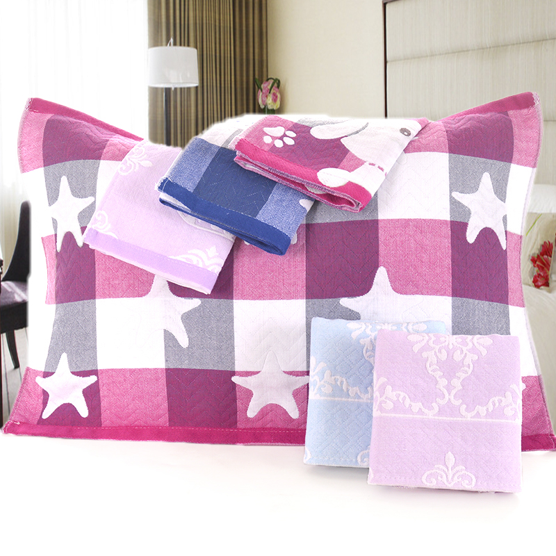 Khăn bông ba lớp gối gạc cỡ trung bình Khăn gối 40X60 cm trẻ em người lớn tăng gối khăn gối bông khăn trải gối