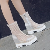 Модные сексуальные летние ботинки на платформе на скрытом каблуке, 2021 года, закрытый носок, визуально стройнят