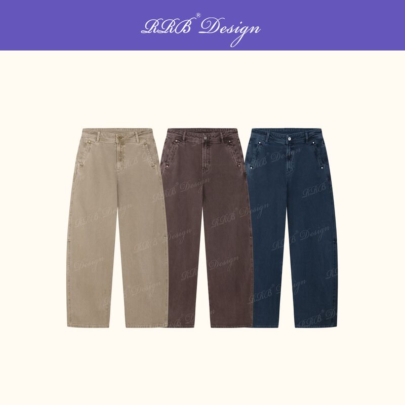 Rrb Design Custom-Dyed Distressed Washed Thick Cotton Deconstructed Silhouette Scimitar Pants Jeans