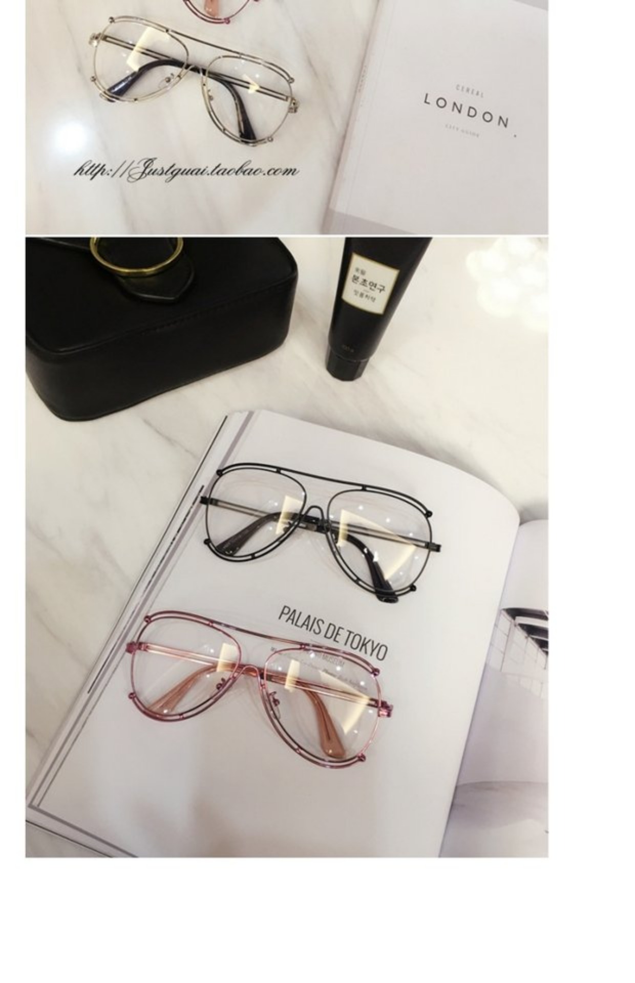 Gương tròn siêu lớn bằng kính kim loại retro kính khung có thể được trang bị cho nữ sinh viên chống bức xạ kính porsche