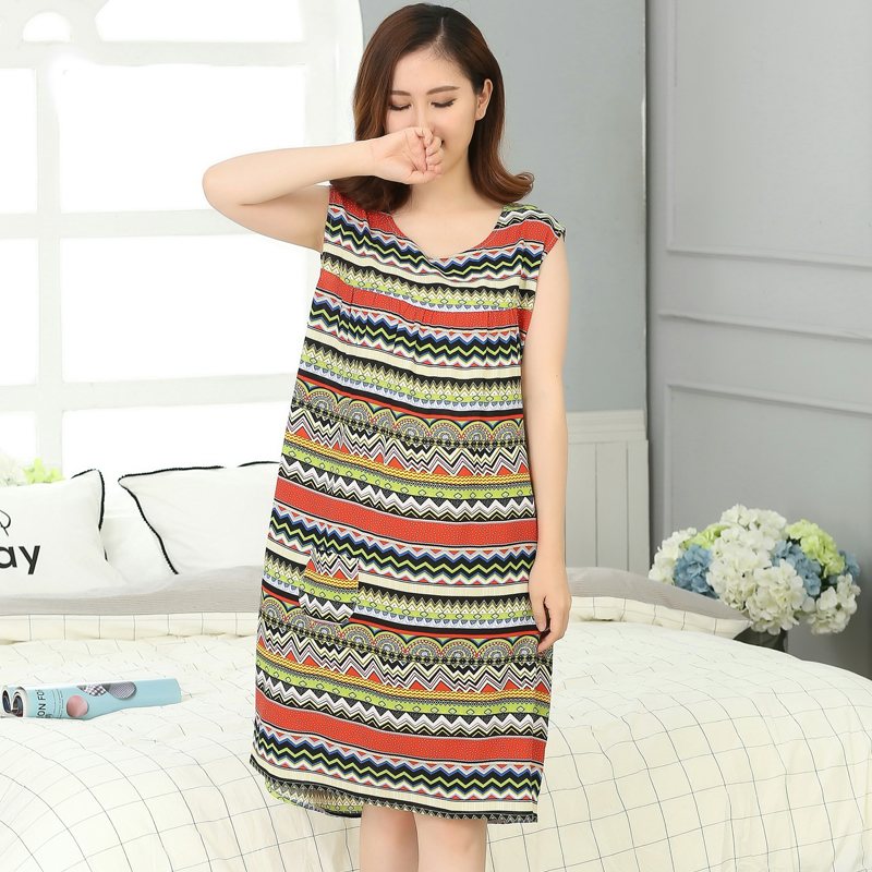 Tinh khiết bông lụa nightdress XL mùa hè của phụ nữ cộng với phân bón nhân tạo bông không tay đồ ngủ cotton lỏng nightdress mùa hè mát mẻ