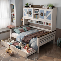 Childrens bed wardrobe bed all-in-one small apartment all solid wood boy single bed 1 5 meters multifunctional Nordic creative bed