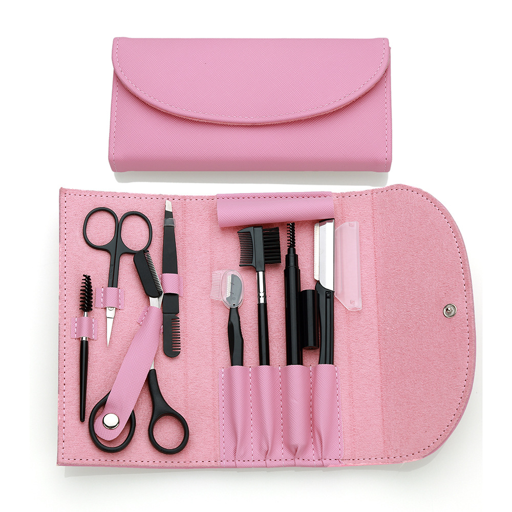 Beauty tool eyebrow scraping knife 8-piece set eyebrow knife eyebrow scissors clip beauty scissors eyebrow knife gift set custom LOGO