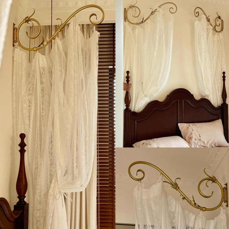 Original Brass-Colored Vine-Shaped Rotatable Multifunctional Bed Canopy Iron Frame Curtain Rack Bed Canopy Lace Decoration Original Brass-Colored Vine-Shaped Rotatable Multifunctional Bed Canopy Iron Frame Curtain Rack Bed Canopy Lace Decoration