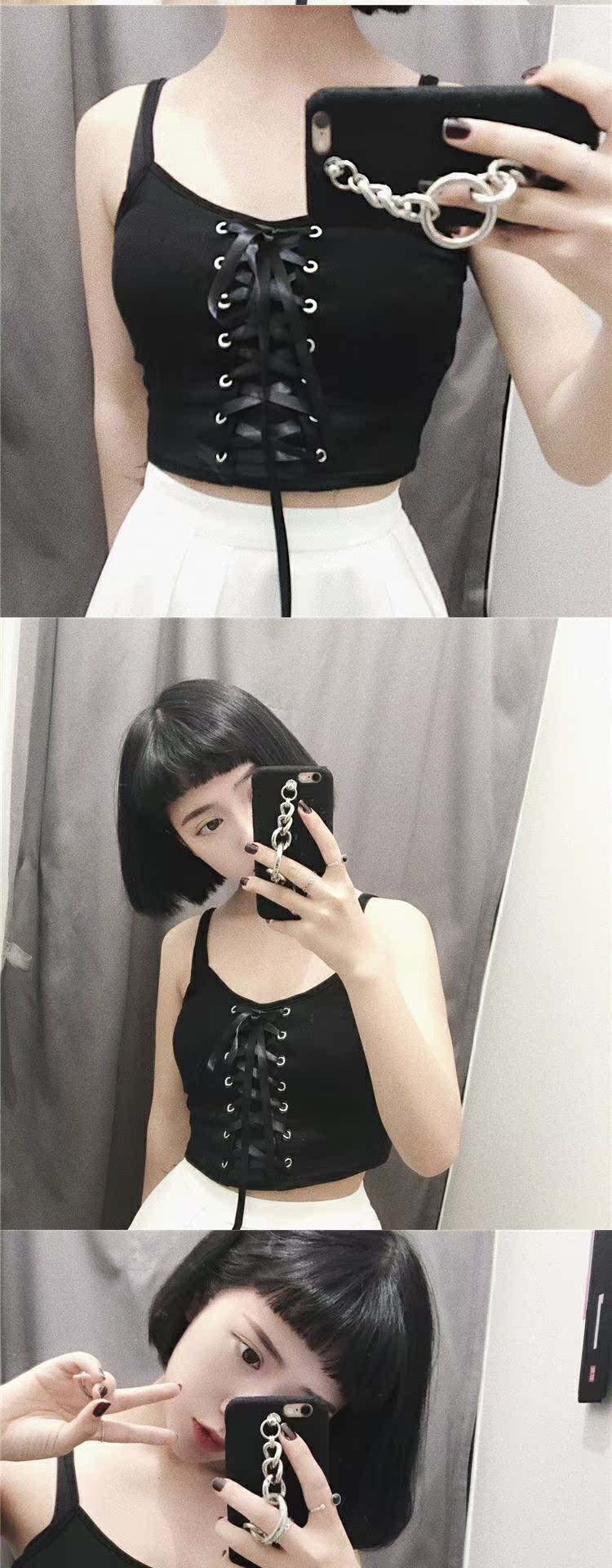 Mùa hè phiên bản Hàn Quốc của băng bó Slim phần ngắn của áo quây rốn mặc một chiếc áo vest nhỏ học sinh cơ sở nữ shop quần áo nữ
