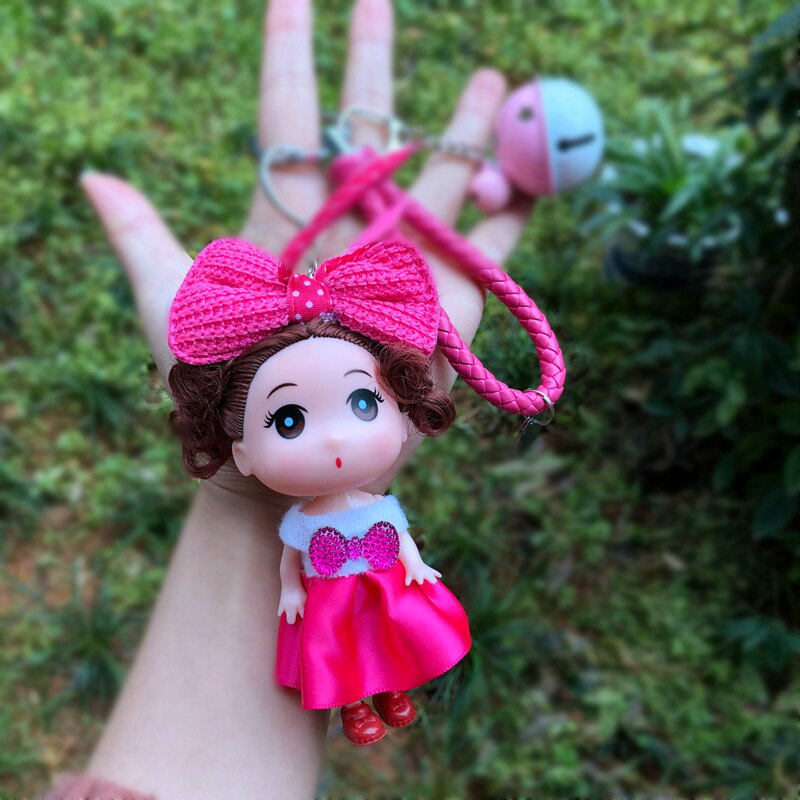 12cm Creative Cute Cartoon Princess Cute Doll Eva Eva Meme Car Key Button Woman Bag Pendant Key Chain