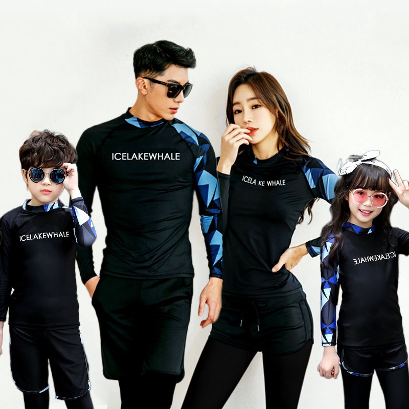 Children's swimsuit boys and girls long-sleeved trousers sunscreen quick-drying baby swimming suit 2021 new summer parent-child diving suit