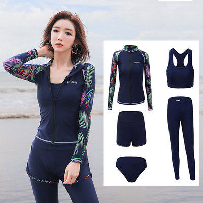 South Korea in all-inclusive large size swimsuit female five piece of diving suit sun covering fat mm student showing thin swimsuit