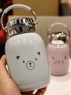 Portable stainless steel thermos cup small mini cute student drinking cup creative cartoon children's big belly kettle