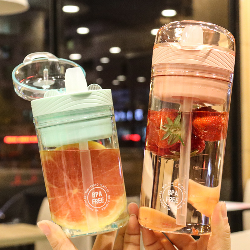 Adult With Straw Drink Water Cup Scale Plastic Cup Substorage Cup Freshener size Number of water Drinking Milk Tea Cup