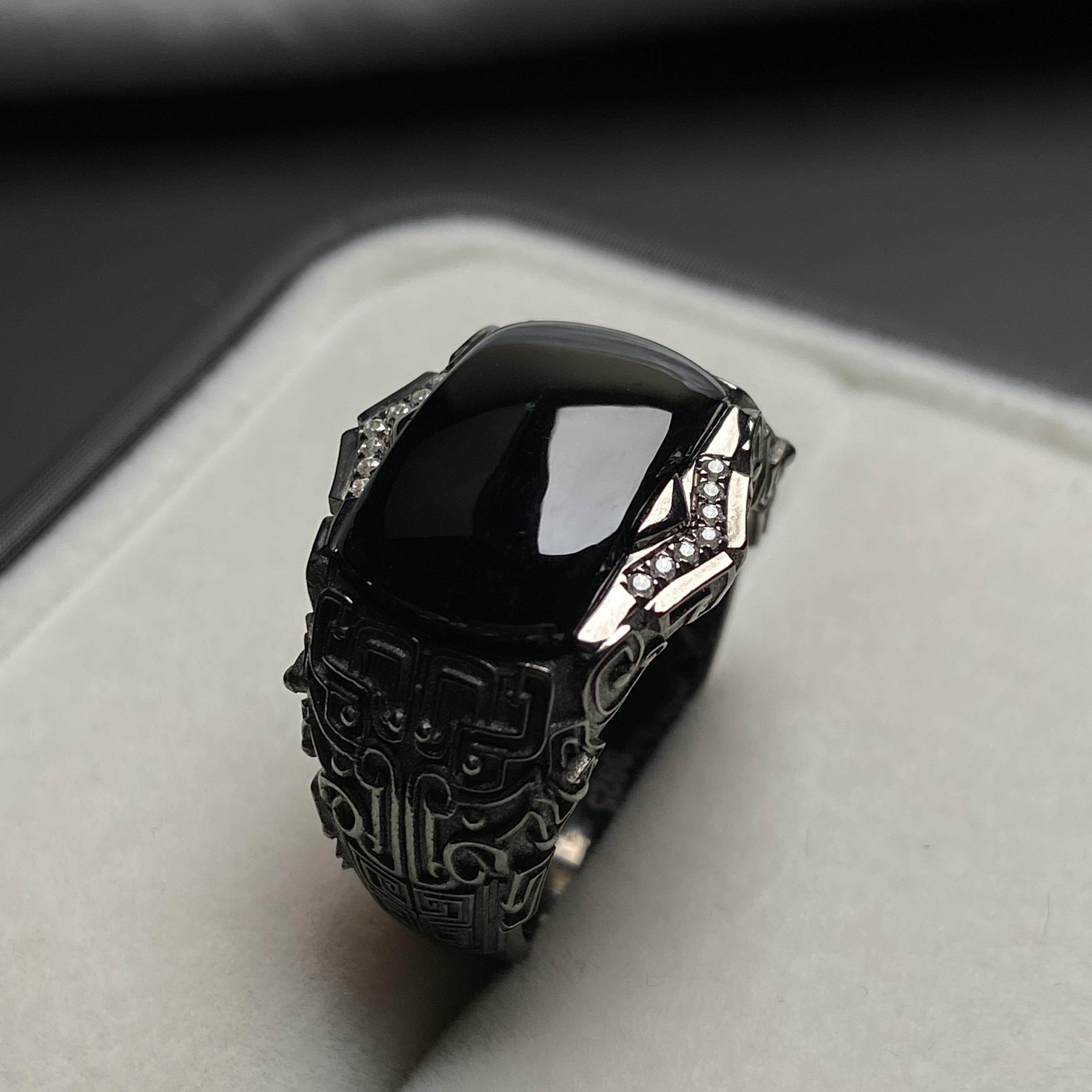 天然翡翠戒指S925，男人的黑武士马鞍墨翠，霸气来袭👑💎-戒指/指环