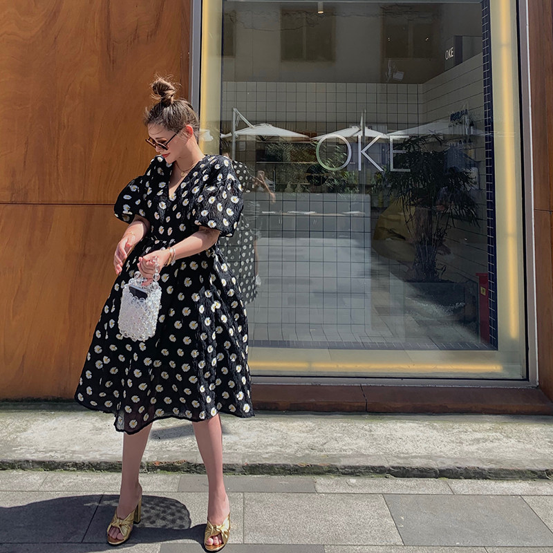 deessesicile 8 Fold Private Picnic Holiday Seaside Seaside Pharaonic Small Crowdfold Black Ocean Dress