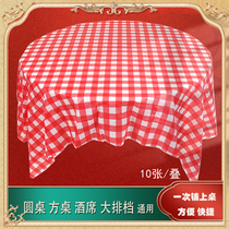 Thickened Red Plaid Disposable Tablecloth White Bottom Transparent Petal Plastic Disposable Tablecloth Pure Red Pure White Hotel