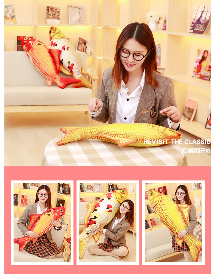 Mô phỏng Koi Fish Doll Gối Dải Gối Dễ thương Meng Ngủ Doll Baby Baby Plush Toy Girl - Đồ chơi mềm do choi tre em