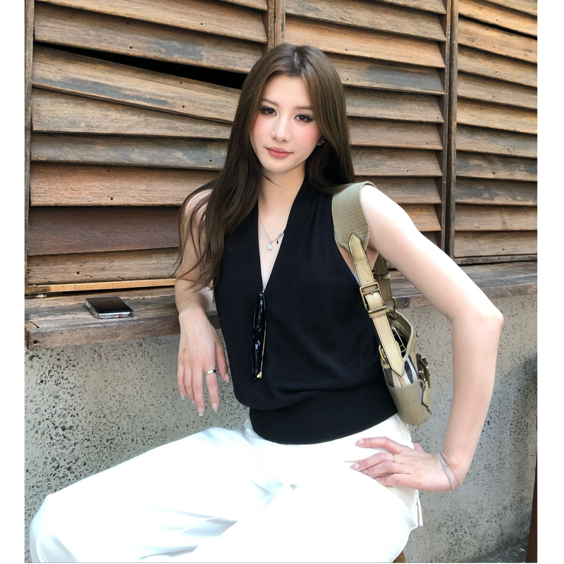 From B0【No Backless Design】Summer Casual Elegant Versatile Slimming Halter Neck Tank Top【Hl0237】