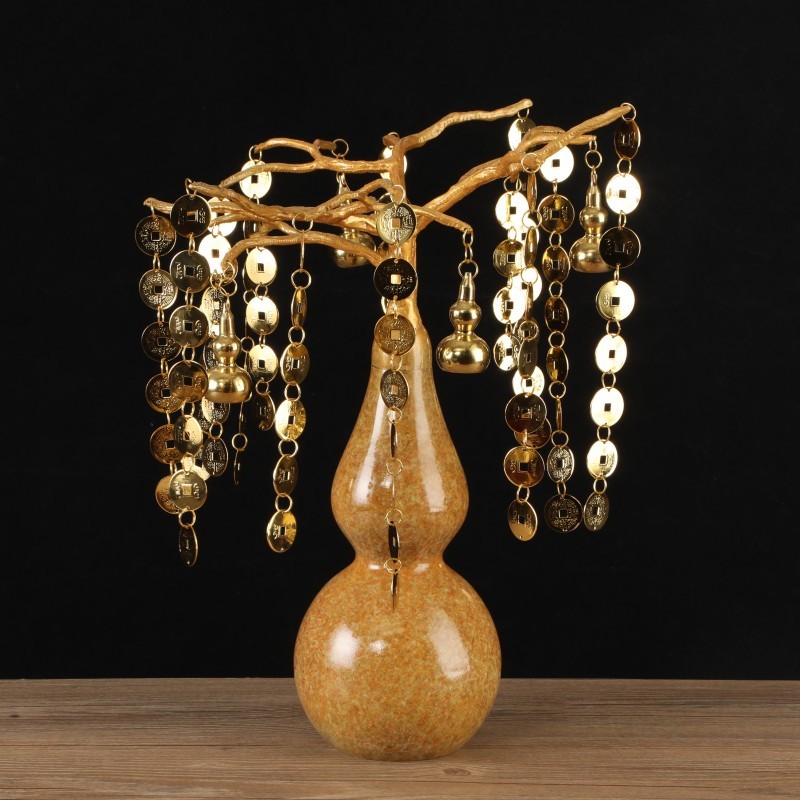 Buddhist Ornaments Pure Copper Fortune Tree Gourd Money Tree Office Home Feng Shui Money Tree Wealth Tree Prosperity Tree Decoration Piece