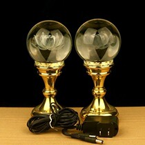 Taiwan pure copper surface LED colorful light Crystal ball Lotus lamp Buddha front lamp Wave lamp Changming plug-in candle lamp