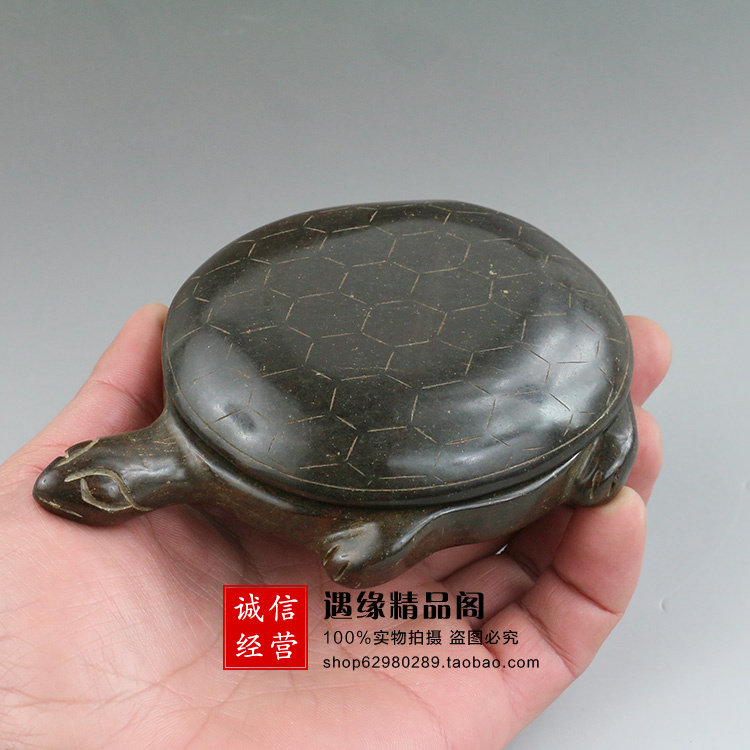 Antique old Xiuyu Yantai Jade Stone Stone Turtle Ink Pond Calligraphy and Painting Supplies Antique Jade Ornaments