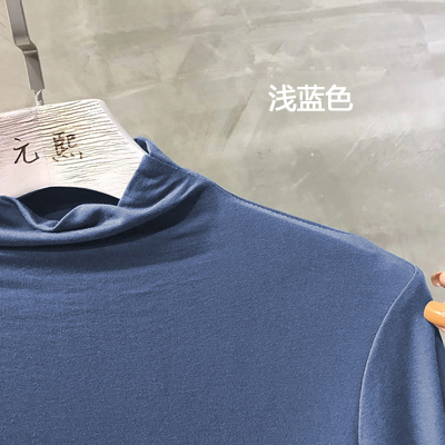 Yuan Xi 8515-1 áo sơ mi nữ đáy dài tay áo sơ mi đầu thu 2018 mới hoang dã nửa cổ cao Han Fan áo thun màu rắn áo thun cá sấu nữ
