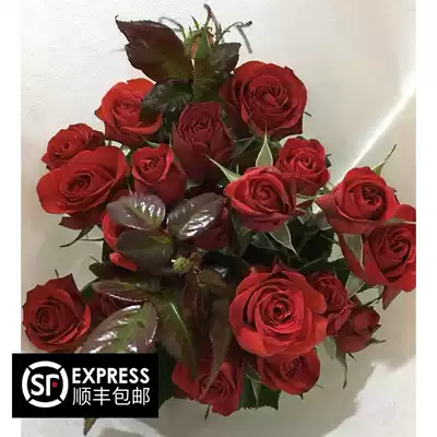 Flowers, roses, multi-head red roses, A-level multi-head neon bubbles, 10 sticks, airlift all over the country