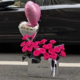 Серебряная упаковка, портативный воздушный шар, популярно в интернете, английский, зеркальный эффект, букет