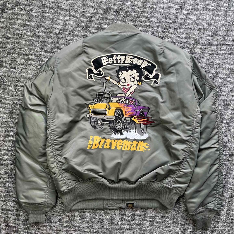 Vanson Berry Boop Flight Suit Betty Boop Short Cotton Jacket for Men and Women Couples Ma-1 Jacket 2205