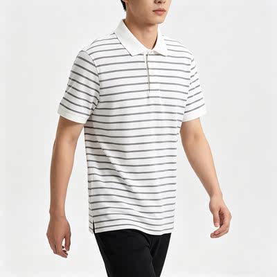 Men's and women's clearance sale of all-cotton striped lapel POLO short-sleeved quick-drying breathable mesh T-shirt, Xinjiang cotton light business casual