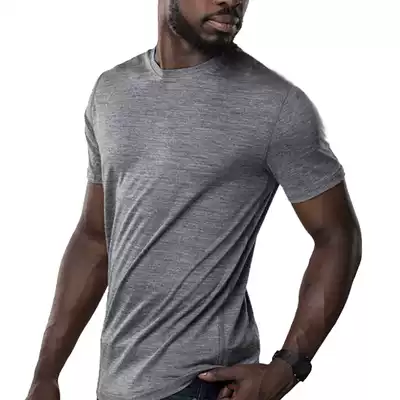 Men's solid color merino wool merino short-sleeved quick-drying inner t-shirt outdoor running sports deodorant sunscreen T