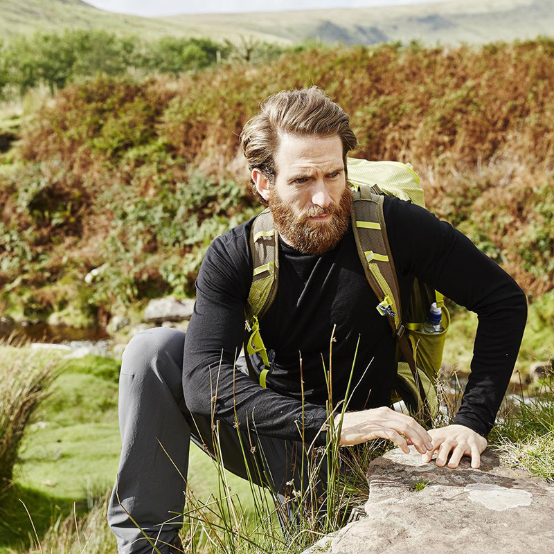 Men's winter 200 g thickened pure merino wool base warm long sleeve underwear quick-drying crew neck top new