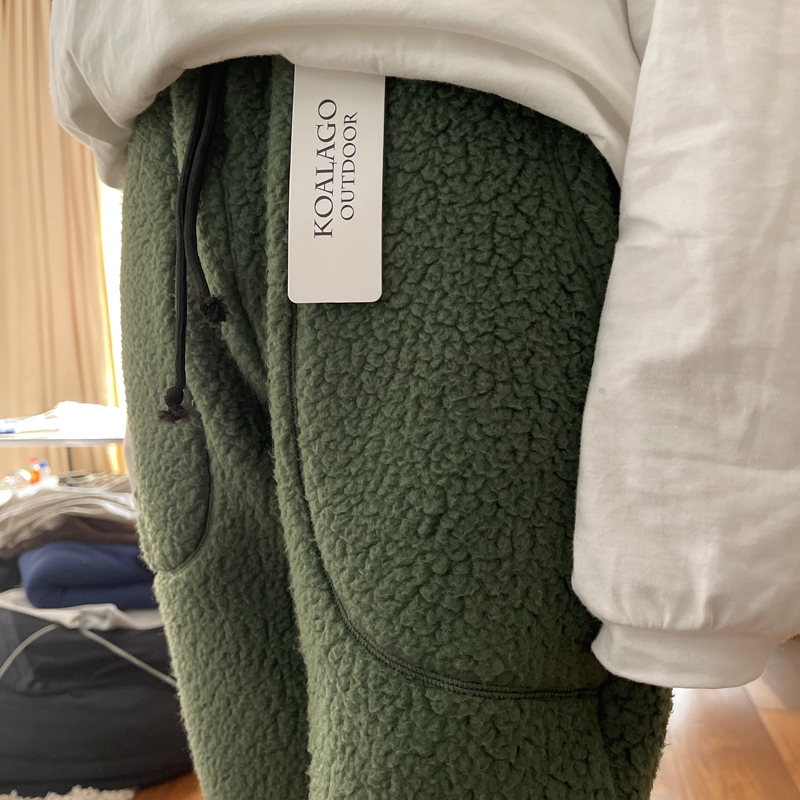 Men and women thickened plus fleece warm fleece pants self-heating casual lamb fluff fleece winter outdoor long pants