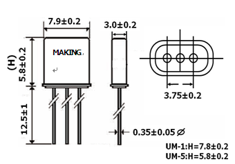 MCF 30 3MHz UM-1 crystal filter KDC brand