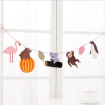 Cartoon animals Childrens birthday party decoration bunting kindergarten classroom color strip pull flower arrangement decoration supplies