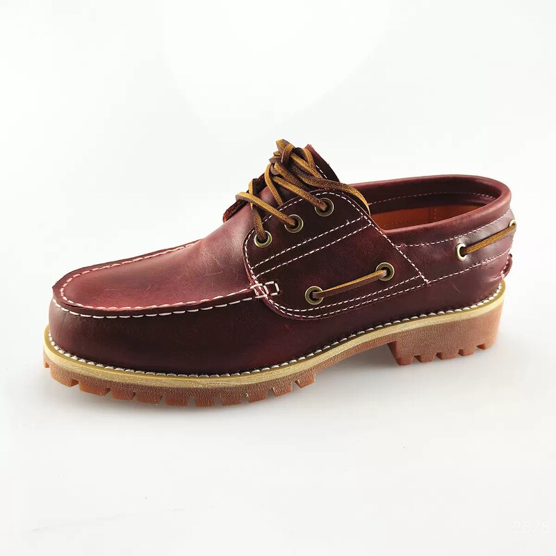 First-Layer Cowhide Three-Eye Boat Shoes, Low-Top Retro Japanese Workwear Shoes, Hand-Stitched Casual Versatile Men's Loafers